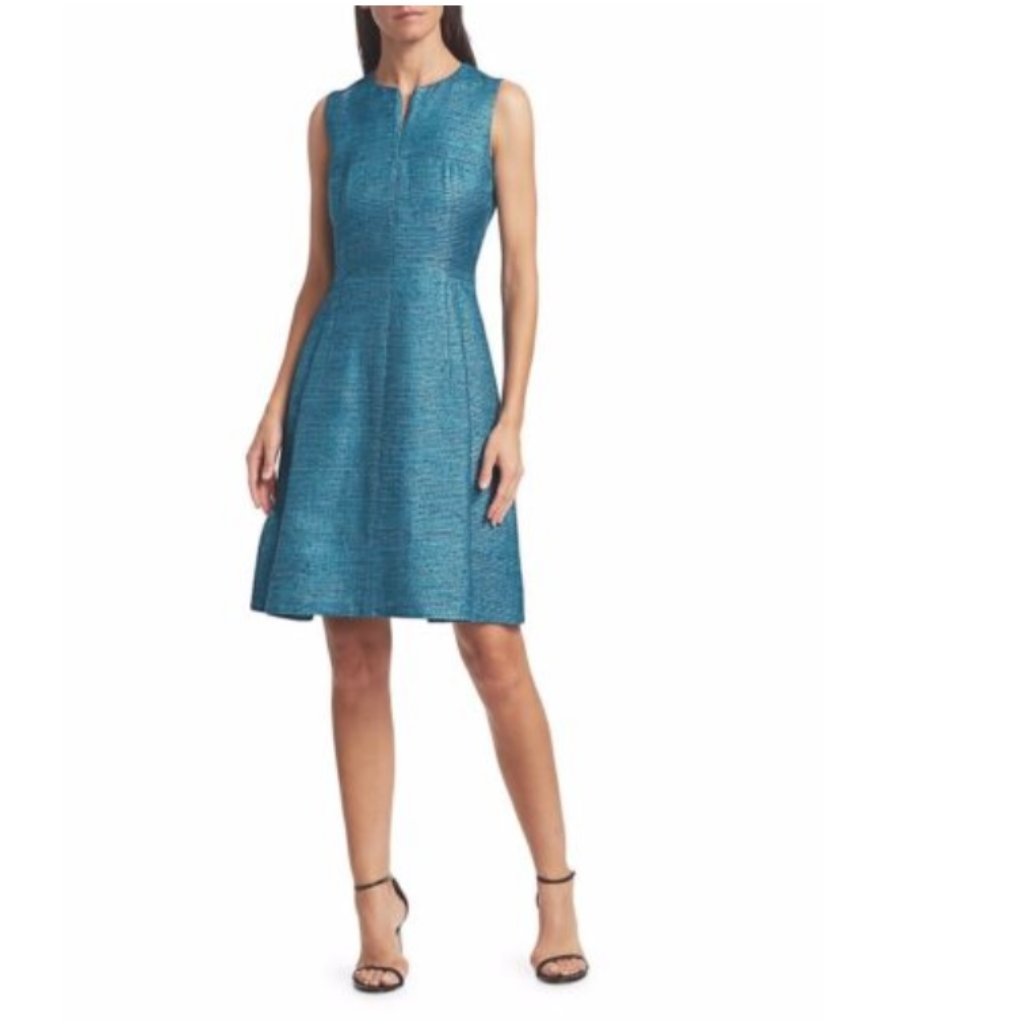 Nwt! Akris Punto Sleeveless Silk Ottoman Dress Azure Size 4 Retail $1190
